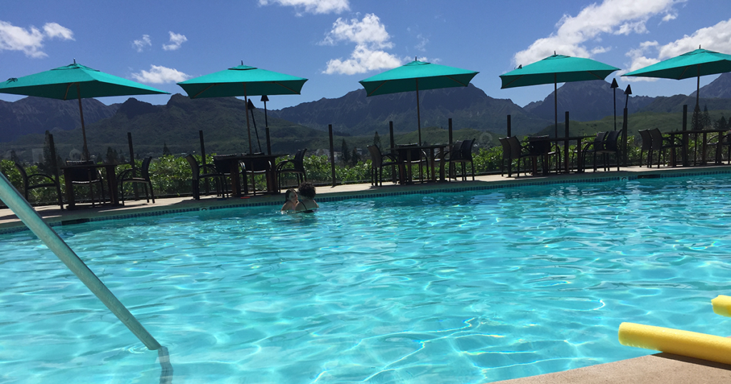 Pool deck at Mid-Pacific Country Club